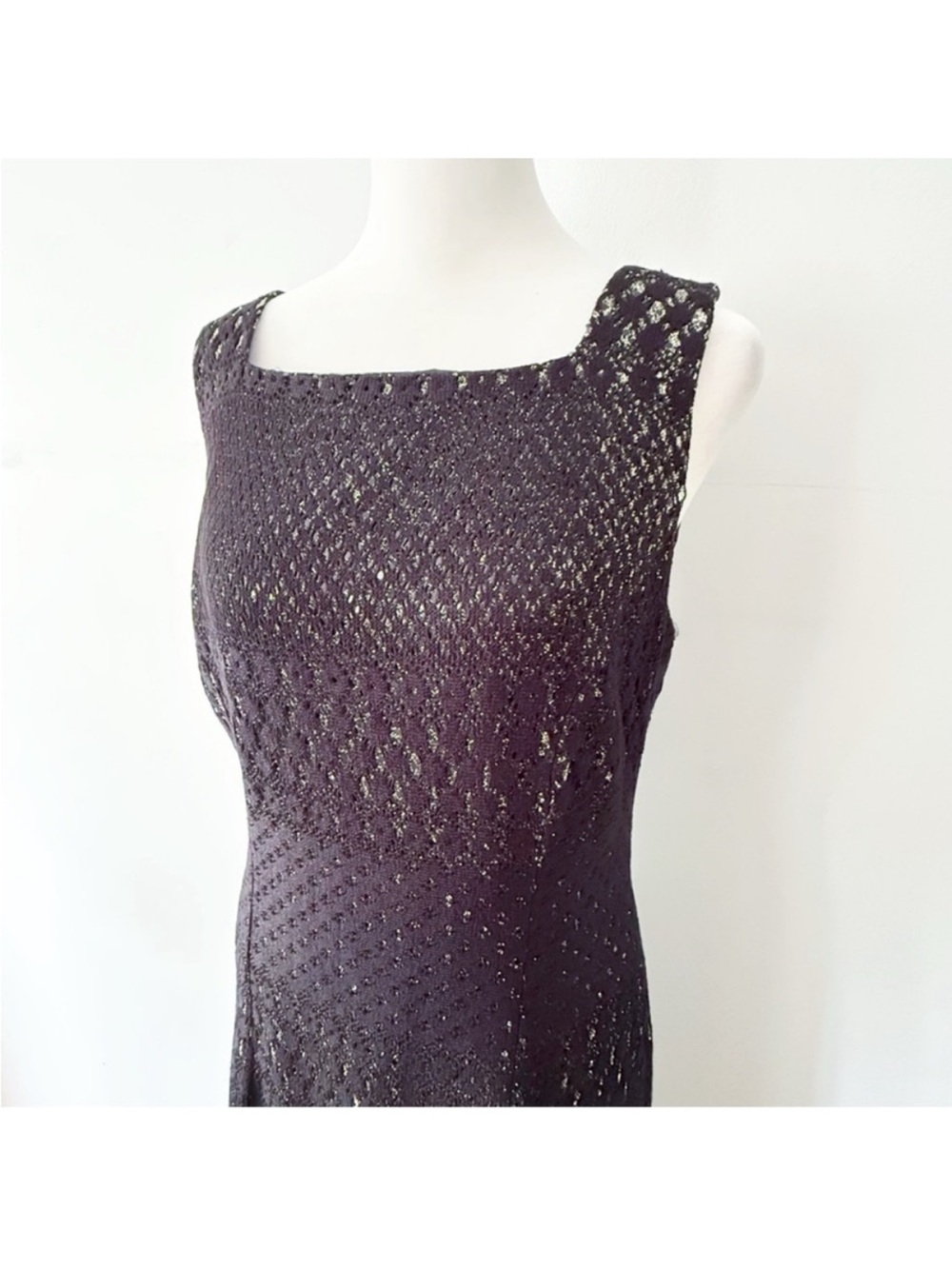 Vintage Women 90s Y2K Crochet Sequin Maxi Dress 12 Evening Whimsigoth Fairy Goth - Picture 3 of 7